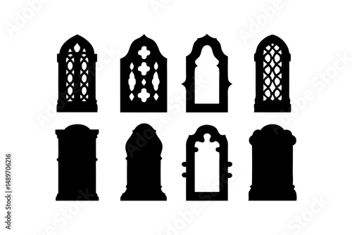 Decorative door silhouette vector illustration