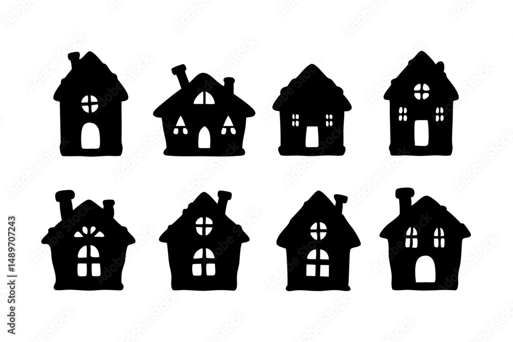 Fototapeta premium Gingerbread house silhouette vector illustration