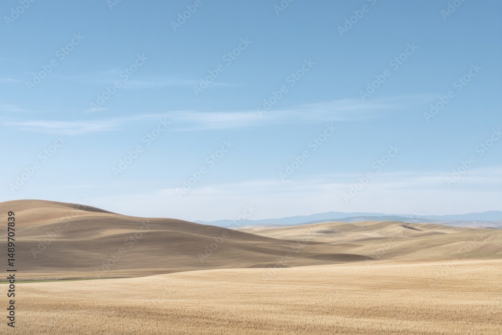 Fototapeta premium vast open field viewed from above with rolling hills in distance capturing essence of tranquility and openness