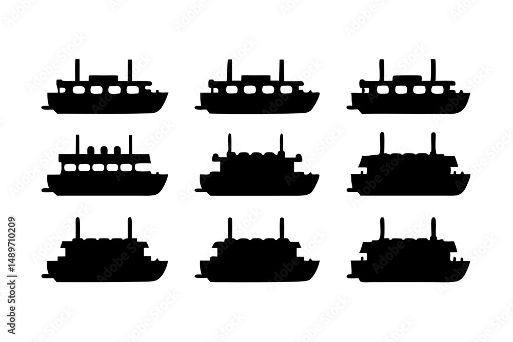Fototapeta premium Riverboat silhouette vector illustration