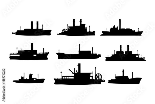 Riverboat silhouette vector illustration