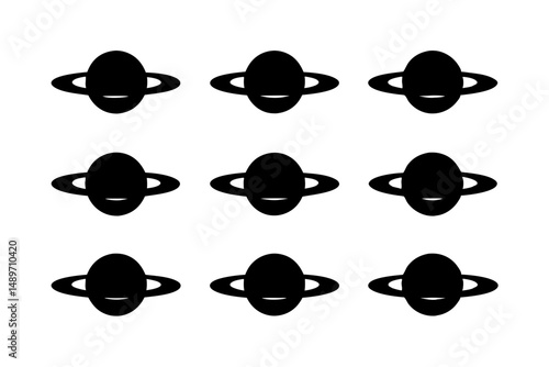 Saturn with sparkle silhouette vector illustration