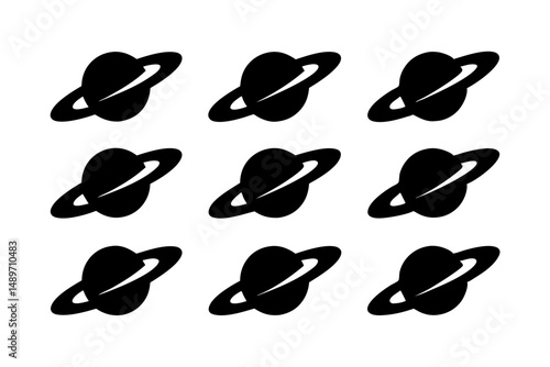 Saturn with sparkle silhouette vector illustration
