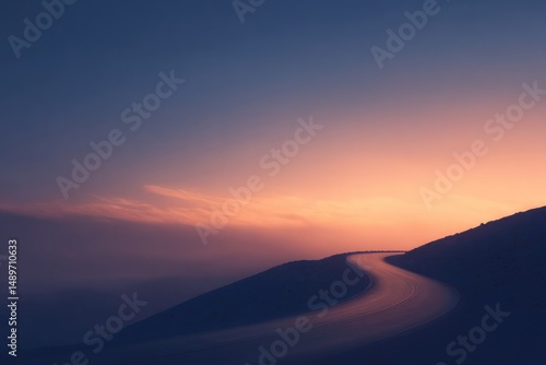 winding road symbolizing journey of overcoming obstacles fades into blur as it meets horizon inviting viewers to contemplate