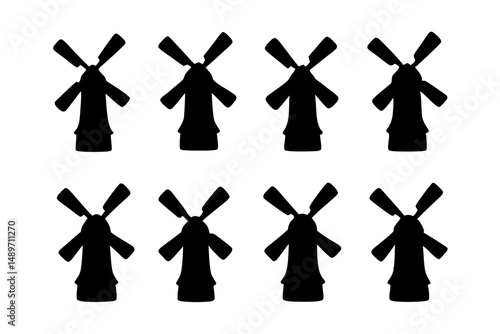 Windmill silhouette vector illustration
