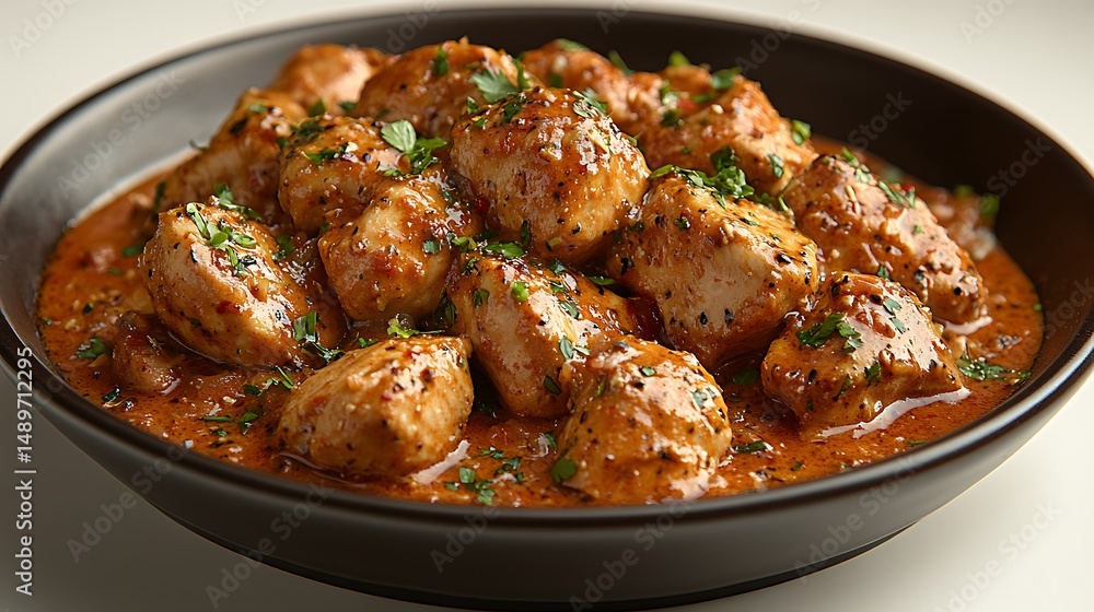 Chicken dish with sauce and herbs Chicken dish with sauce and herbs