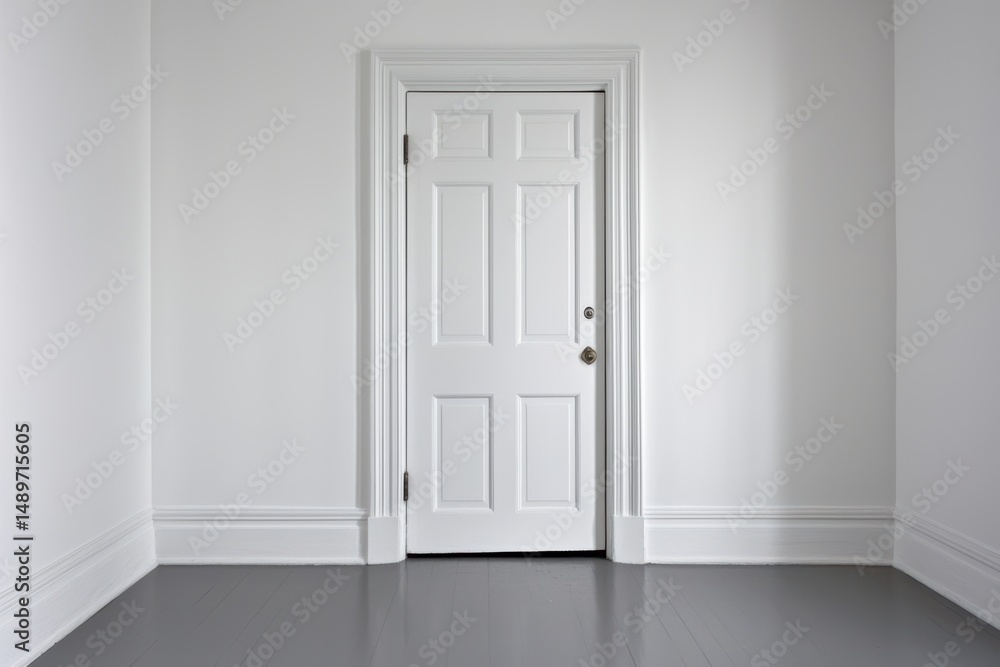 Minimalist Interior with White Door in Empty Room for Modern Spaces Minimalist Interior with White Door in Empty Room for Modern Spaces