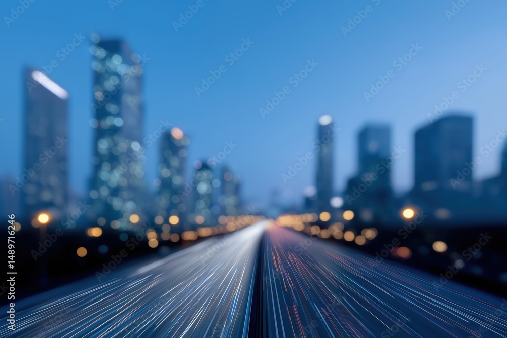Blurred night cityscape with light trails on highway Blurred night cityscape with light trails on highway