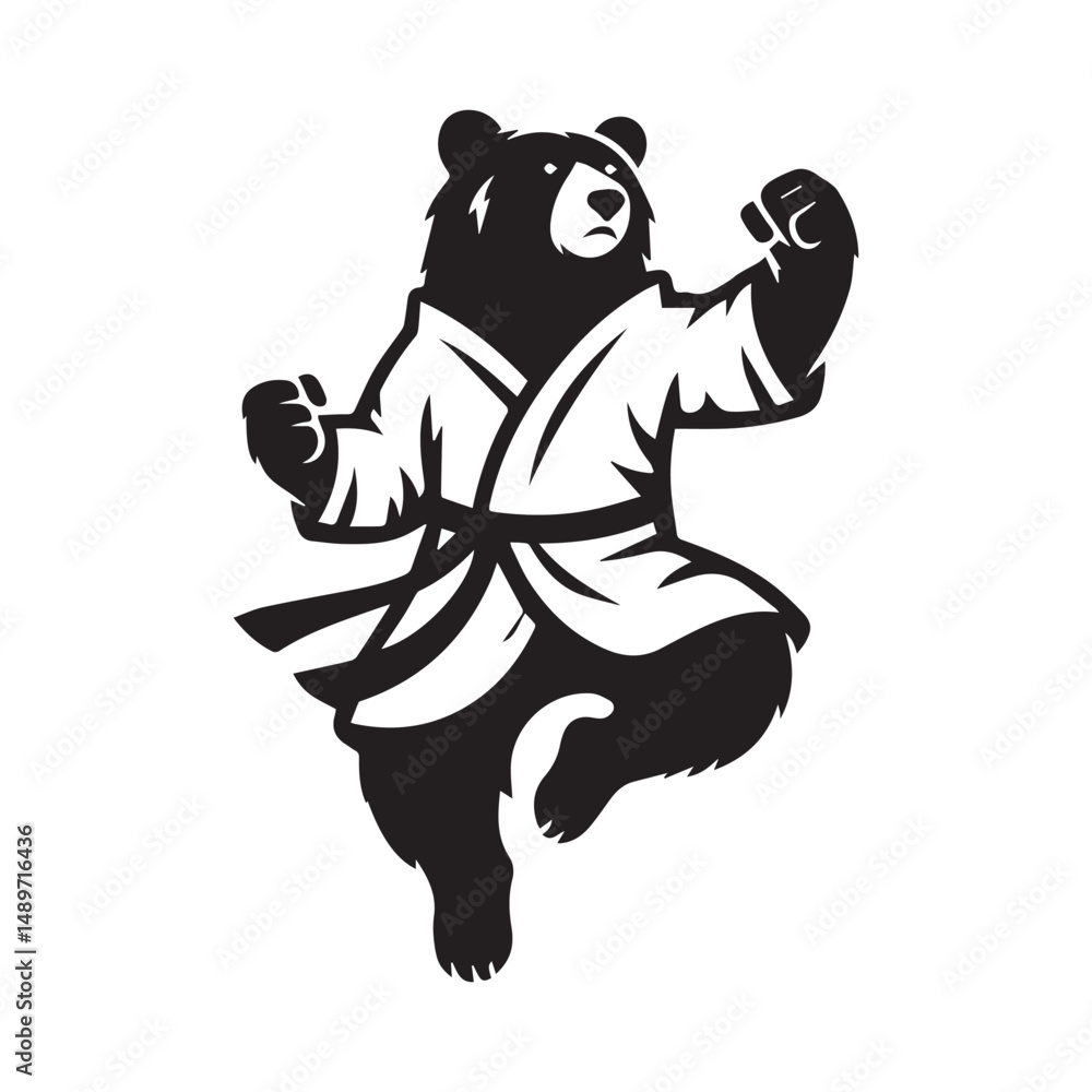 Fototapeta premium Kungfu Warrior Bear Logo – Bold Animal Character Vector Emblem