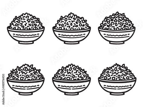 Biryani line art vector illustration