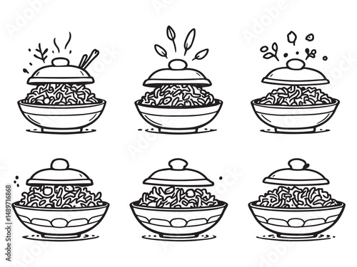 Biryani line art vector illustration