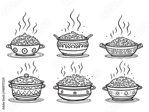 Biryani line art vector illustration