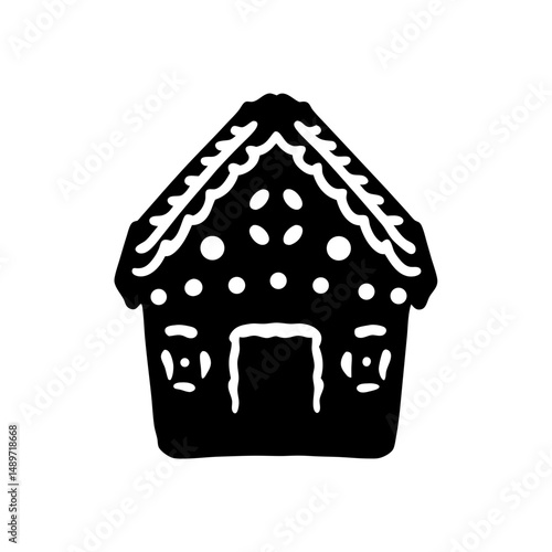 Gingerbread house festive treat silhouette vector illustration
