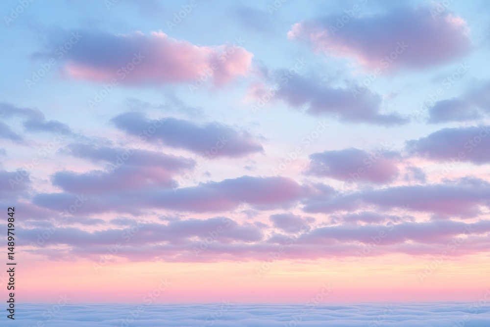 Naklejka premium Celestial cotton candy clouds at sunset