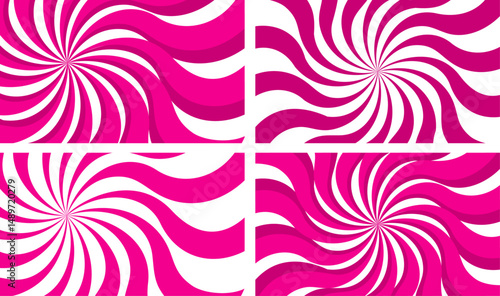 Pink Hypnotic Spiral Pattern Set - Psychedelic Swirl Background Collection. 