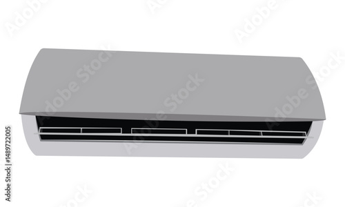 Modern wall-mounted air conditioner with sleek grey design isolated on white background