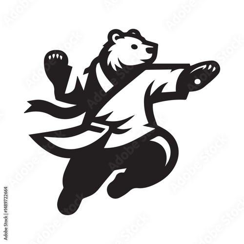 Kungfu Warrior Bear Logo – Bold Animal Character Vector Emblem