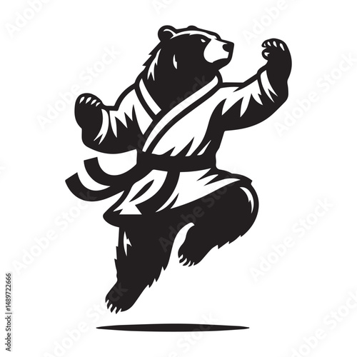Kungfu Warrior Bear Logo – Bold Animal Character Vector Emblem