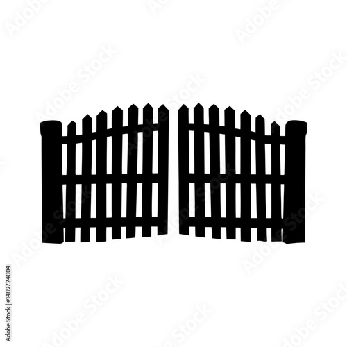 Wooden fence semicircular gate vector illustration