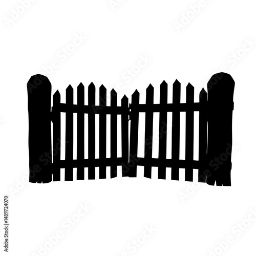 Wooden fence semicircular gate vector illustration