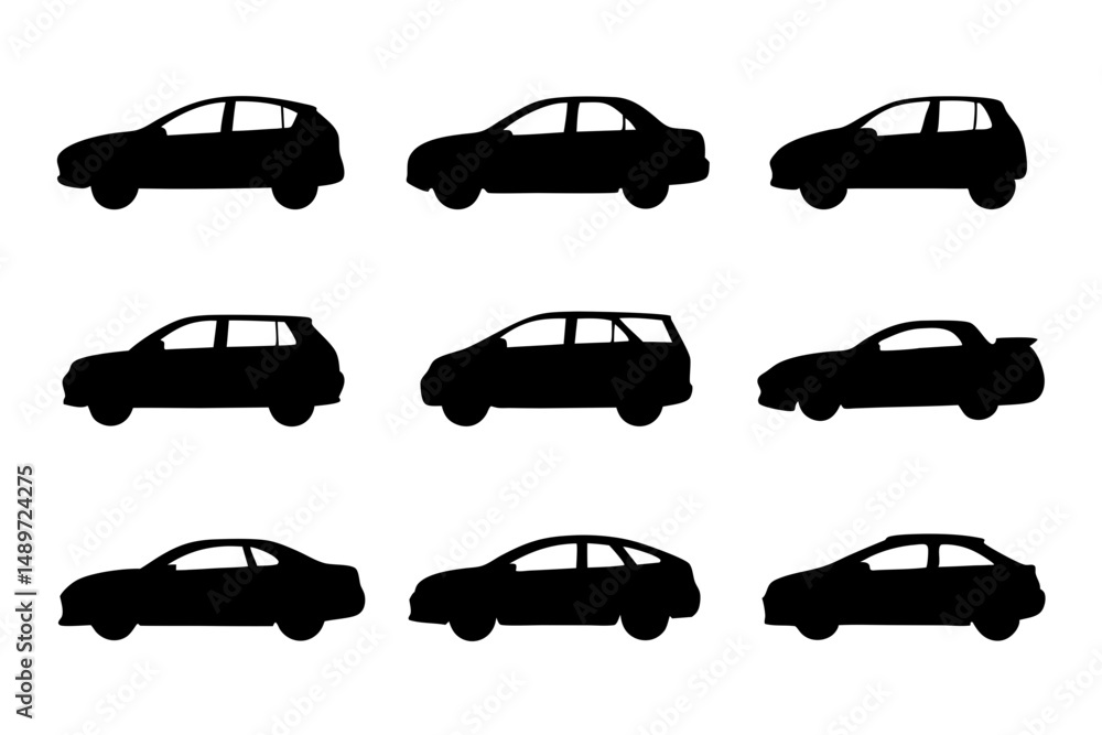 Compact Car Black Silhouette Vector Illustration Compact Car Black Silhouette Vector Illustration