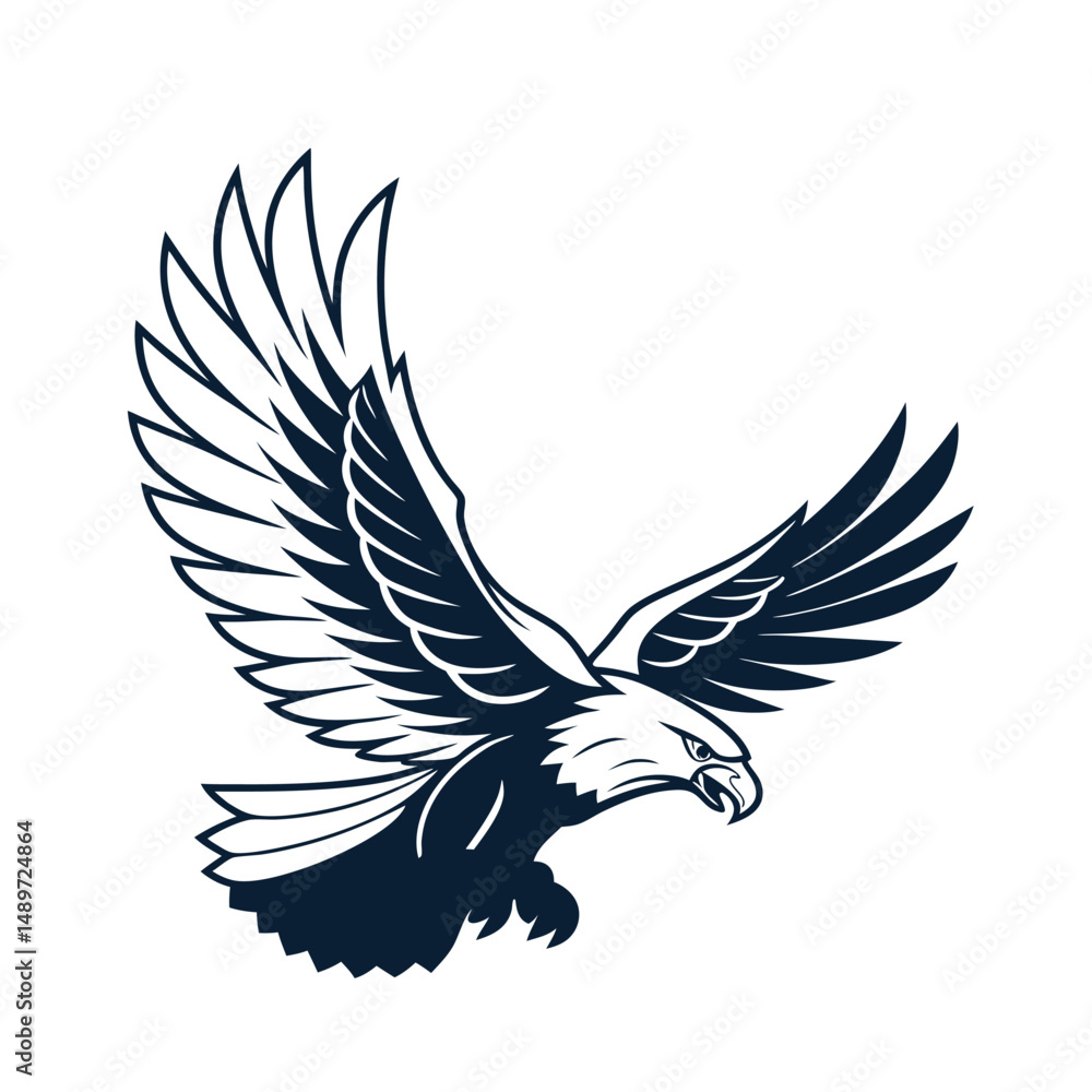 Obraz premium Eagle vector art illustrations. Eagle head clipart. Black eagle logo vector.