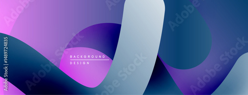 Abstract fluid shapes, vibrant purple hues, modern design. Overlapping layers create dynamic visual effect. Smooth gradients present calming aesthetic.