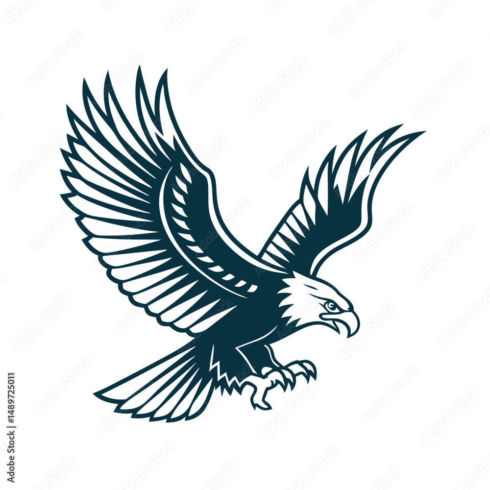 Obraz premium Eagle vector art illustrations. Eagle head clipart. Black eagle logo vector.