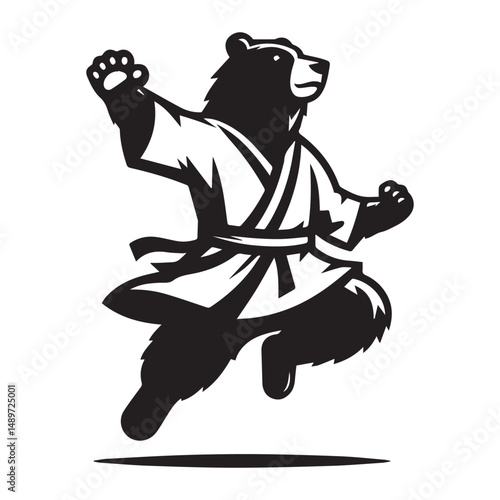 Kungfu Warrior Bear Logo – Bold Animal Character Vector Emblem