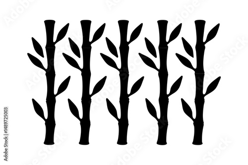 Wallpaper Mural Bamboo Stems with Leaves Black Silhouette Vector Illustration Torontodigital.ca