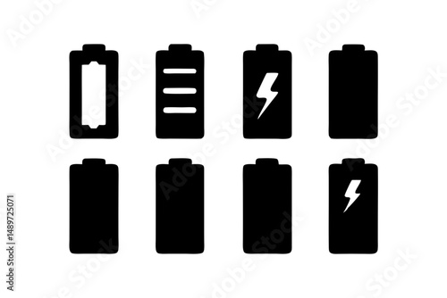 Battery Icons Black Silhouette Vector Illustration
