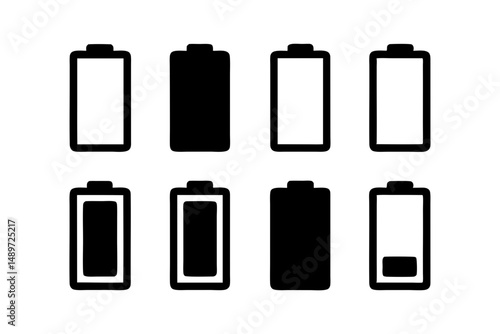 Battery Icons Black Silhouette Vector Illustration