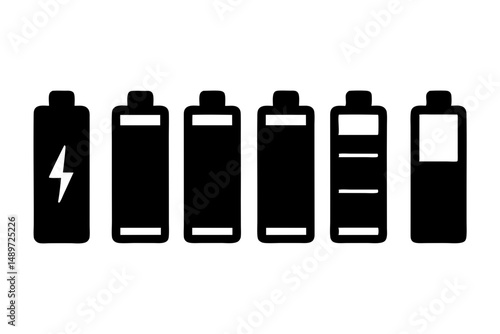 Battery Icons Black Silhouette Vector Illustration