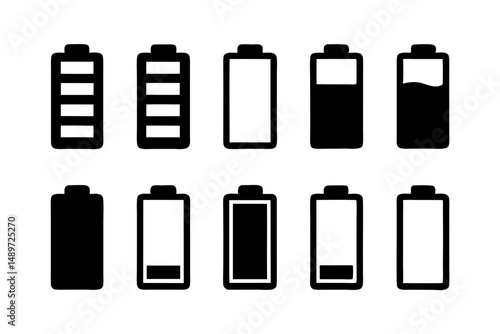 Battery Icons Black Silhouette Vector Illustration