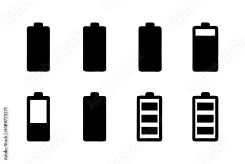 Battery Icons Black Silhouette Vector Illustration