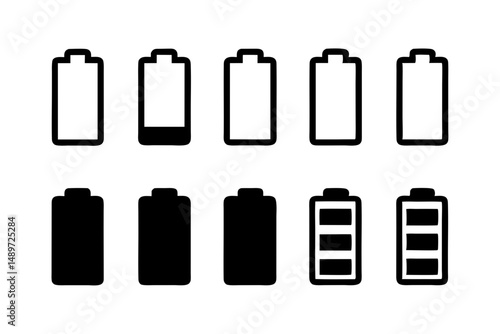 Battery Icons Black Silhouette Vector Illustration