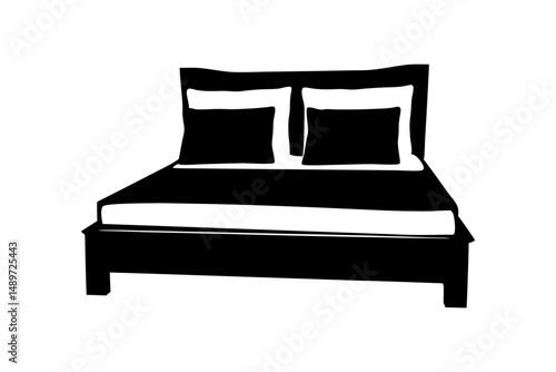 Bed Black Silhouette Icon Isolated on White Vector Illustration