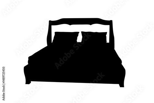 Bed Black Silhouette Icon Isolated on White Vector Illustration