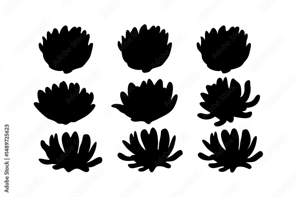 Black Aster Flower Minimalist Silhouette Vector Illustration Black Aster Flower Minimalist Silhouette Vector Illustration