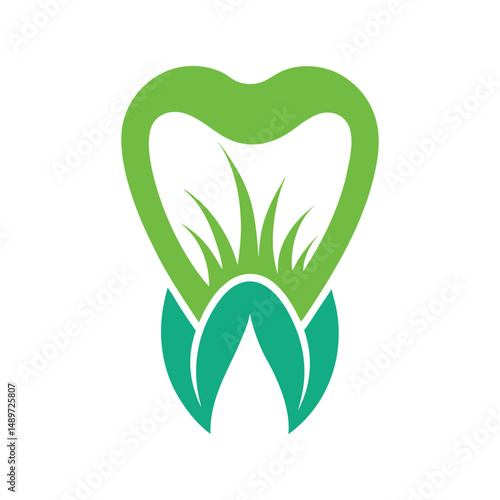 Nature Inspired Dental Logo with Grass Element