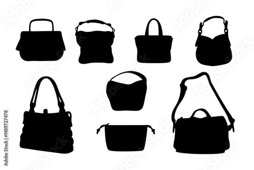 Black Shoulder Bag or Handbag Icon Vector Illustration