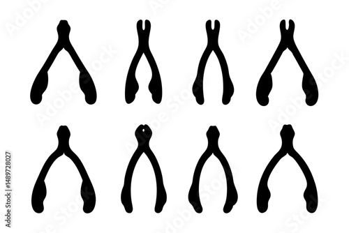 Black Wishbone Silhouette Icon Vector Illustration