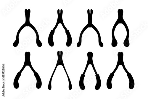 Black Wishbone Silhouette Icon Vector Illustration