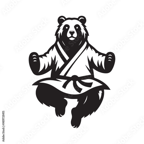 Kung Fu Bear Mascot Logo – Jumping Martial Arts Animal Vector