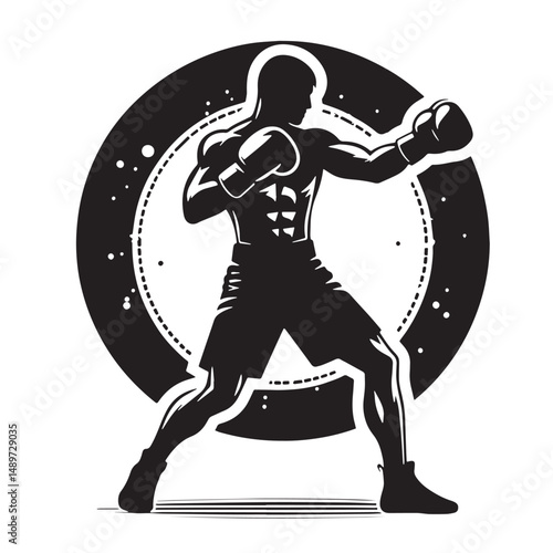 Kickboxing Silhouette line art vector illustration on white background