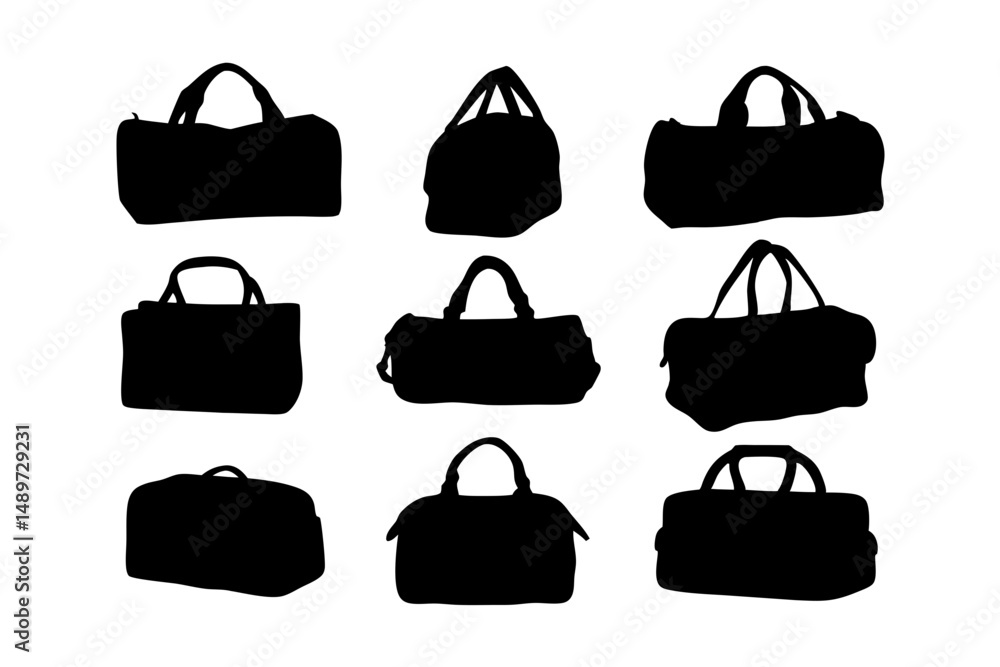 Classic black duffel bag with handle vector illustration Classic black duffel bag with handle vector illustration