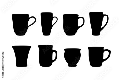 Coffee mug teacup or beverage cup black vector illustration