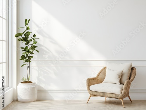 The indoor scene features a chair with a plant