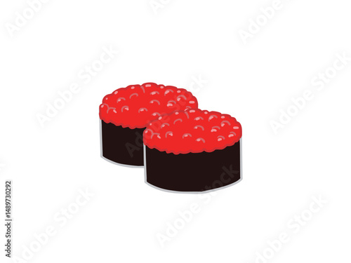 Illustration of gunkanmaki sushi topped with salmon roe