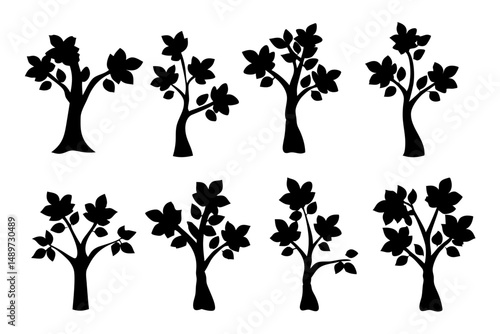 Dogwood tree black silhouette vector illustration